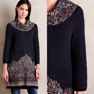 Anthropologie Moth Navy Floral Sweater Dress, Medium